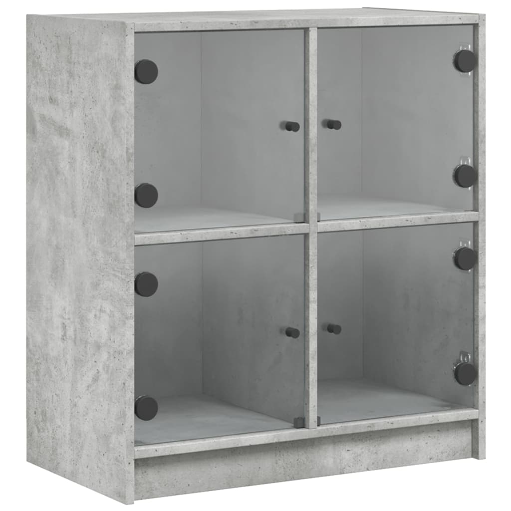vidaXL Side Cabinet with Glass Doors Concrete Grey 68x37x75.5 cm 2