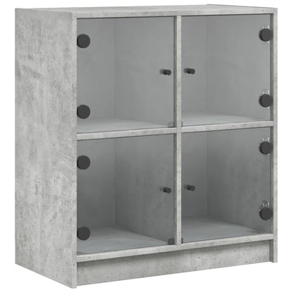 vidaXL Side Cabinet with Glass Doors Concrete Grey 68x37x75.5 cm 2