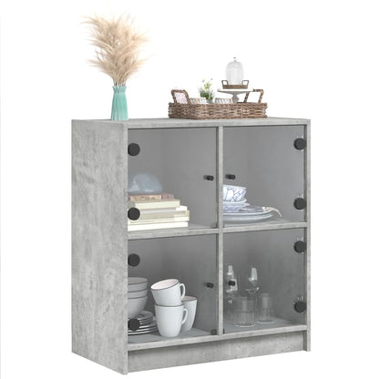 vidaXL Side Cabinet with Glass Doors Concrete Grey 68x37x75.5 cm 4