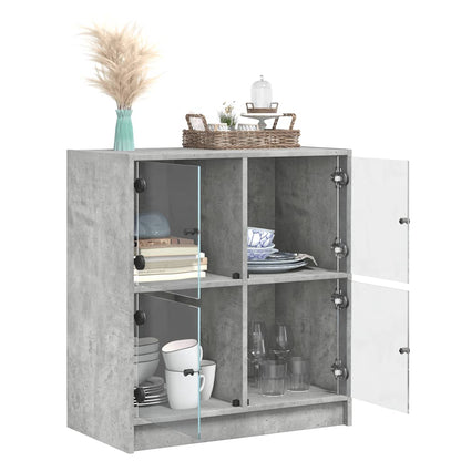 vidaXL Side Cabinet with Glass Doors Concrete Grey 68x37x75.5 cm 5