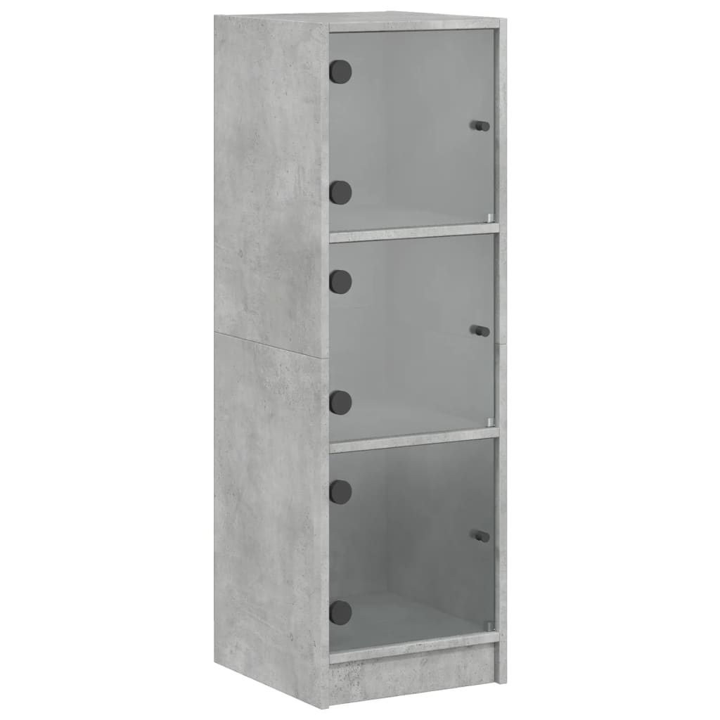 Highboard with Glass Doors Concrete Grey