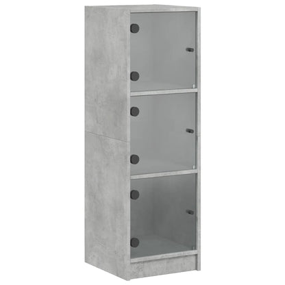 Highboard with Glass Doors Concrete Grey