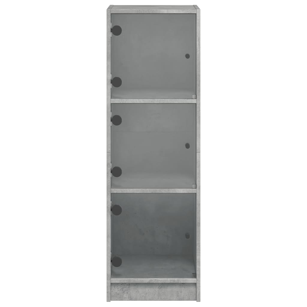 Highboard with Glass Doors Concrete Grey