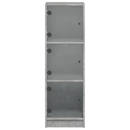 Highboard with Glass Doors Concrete Grey