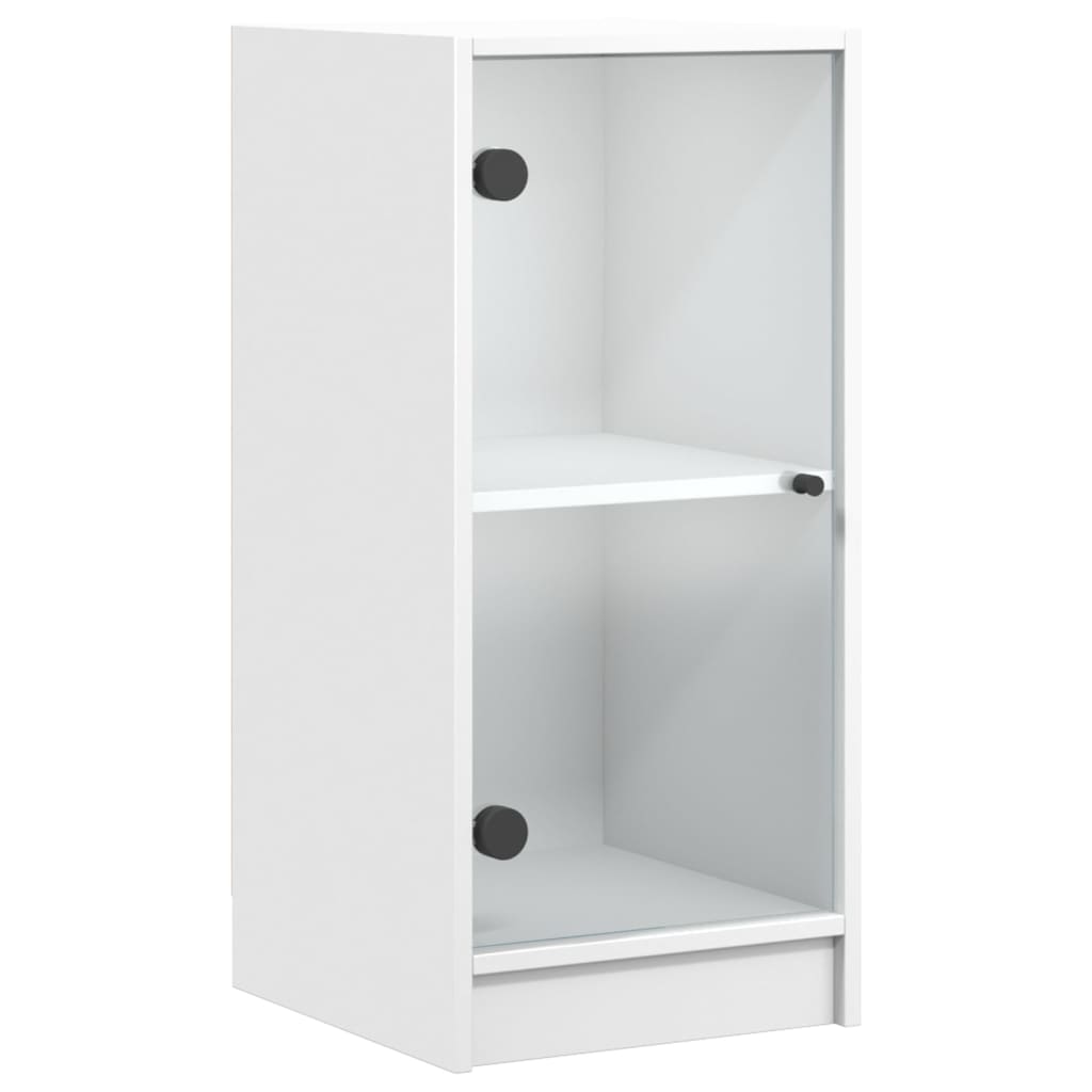 vidaXL Side Cabinet with Glass Doors White 35x37x75.5 cm 2