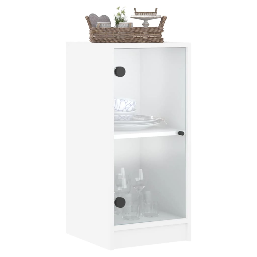 vidaXL Side Cabinet with Glass Doors White 35x37x75.5 cm 4