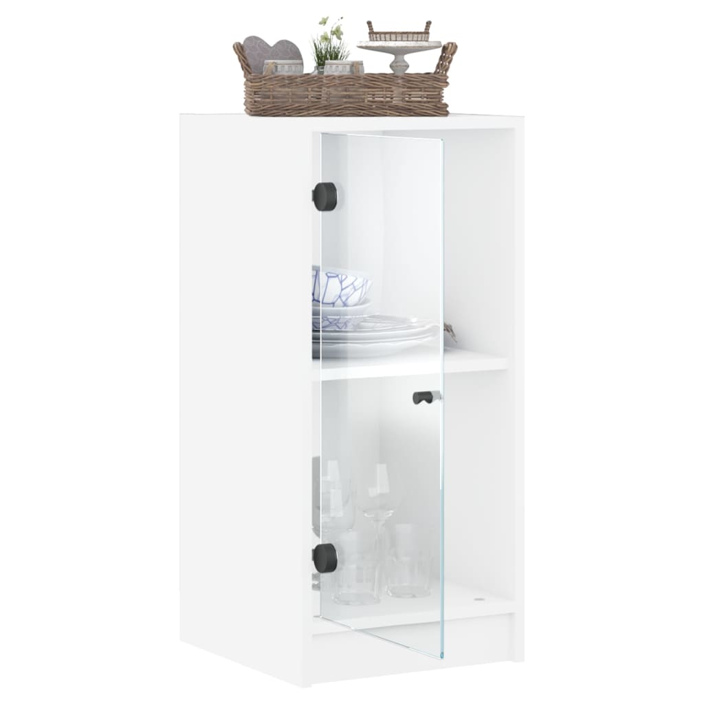 vidaXL Side Cabinet with Glass Doors White 35x37x75.5 cm 5