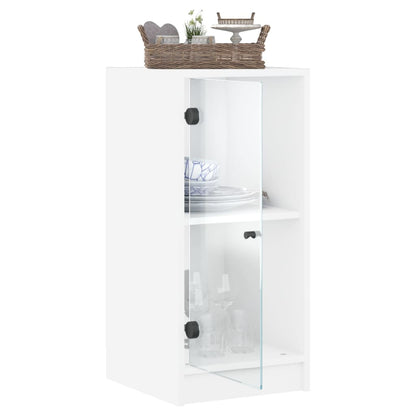 vidaXL Side Cabinet with Glass Doors White 35x37x75.5 cm 5