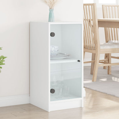 vidaXL Side Cabinet with Glass Doors White 35x37x75.5 cm 1
