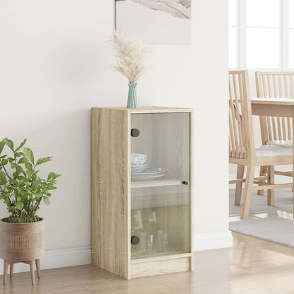 vidaXL Side Cabinet with Glass Doors Sonoma Oak 35x37x75.5 cm 3