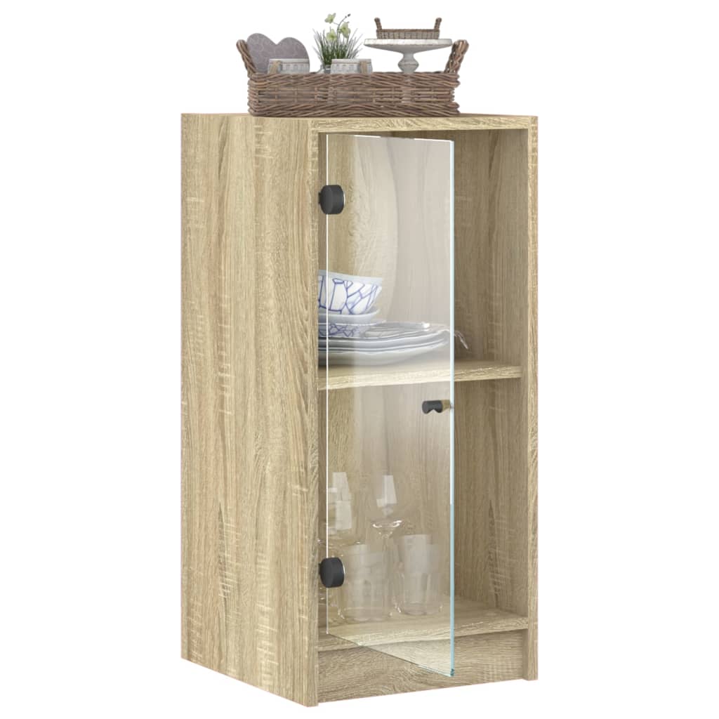 vidaXL Side Cabinet with Glass Doors Sonoma Oak 35x37x75.5 cm 5