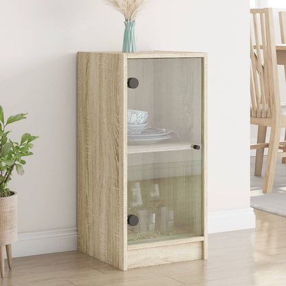 vidaXL Side Cabinet with Glass Doors Sonoma Oak 35x37x75.5 cm 1