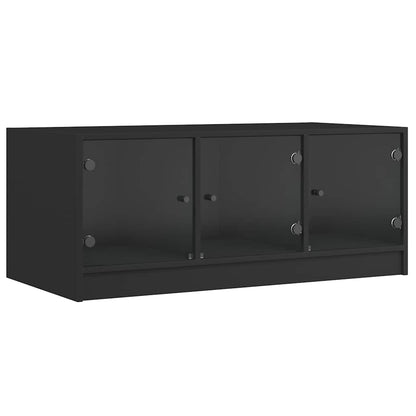 vidaXL Coffee Table with Glass Doors Black 102x50x42 cm 2