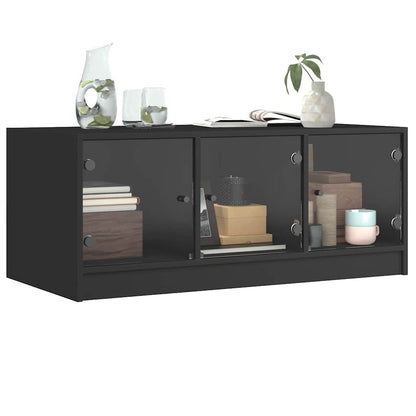 vidaXL Coffee Table with Glass Doors Black 102x50x42 cm 4