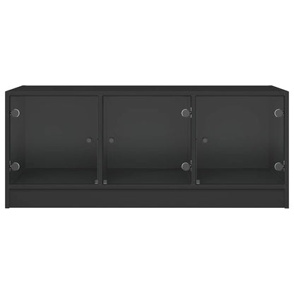 vidaXL Coffee Table with Glass Doors Black 102x50x42 cm 6