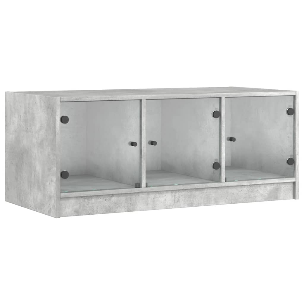 vidaXL Coffee Table with Glass Doors Concrete Grey 102x50x42 cm 2