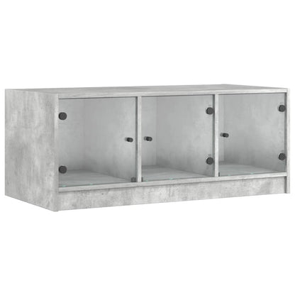 vidaXL Coffee Table with Glass Doors Concrete Grey 102x50x42 cm 2