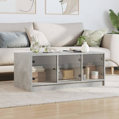 vidaXL Coffee Table with Glass Doors Concrete Grey 102x50x42 cm 3