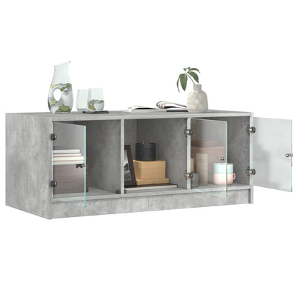 vidaXL Coffee Table with Glass Doors Concrete Grey 102x50x42 cm 5