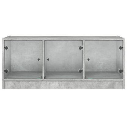 vidaXL Coffee Table with Glass Doors Concrete Grey 102x50x42 cm 6
