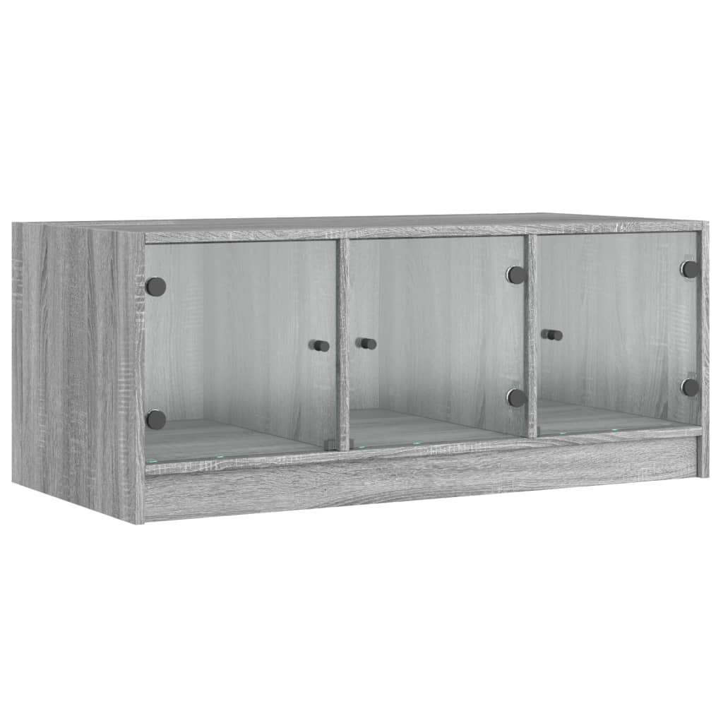 vidaXL Coffee Table with Glass Doors Grey Sonoma 102x50x42 cm 2