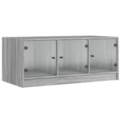vidaXL Coffee Table with Glass Doors Grey Sonoma 102x50x42 cm 2