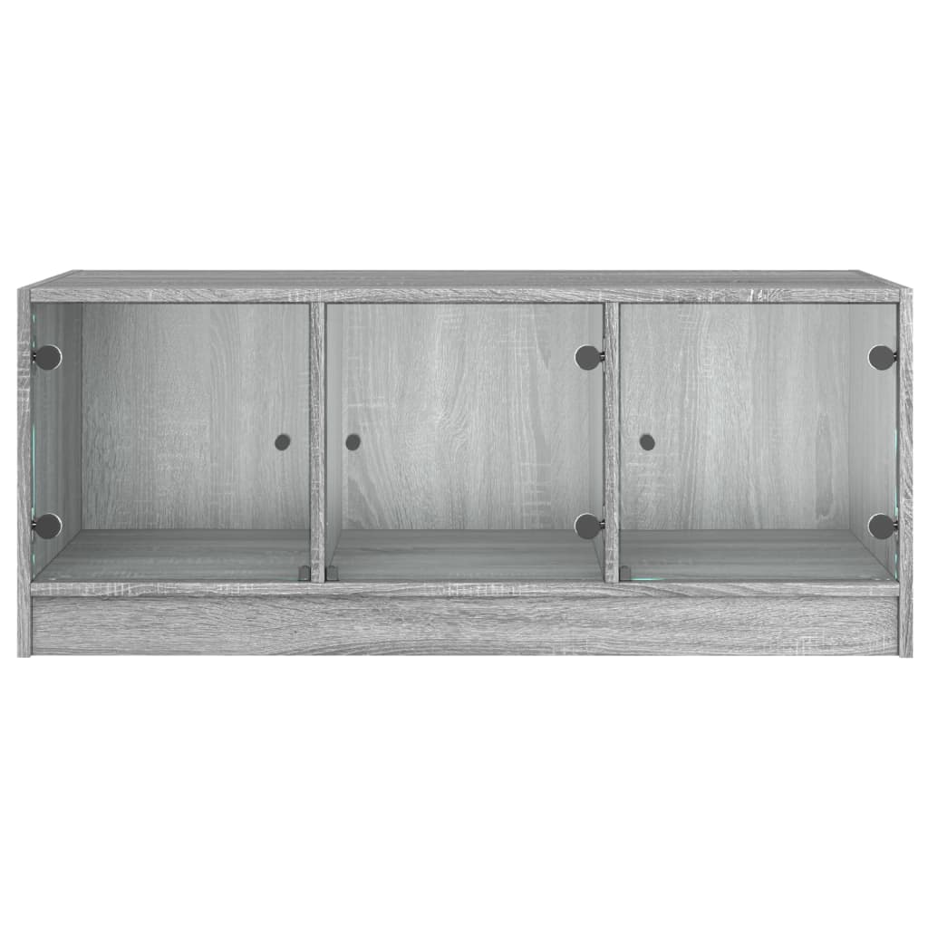 vidaXL Coffee Table with Glass Doors Grey Sonoma 102x50x42 cm 6