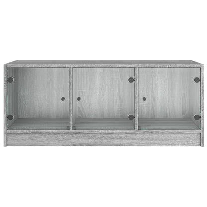 vidaXL Coffee Table with Glass Doors Grey Sonoma 102x50x42 cm 6