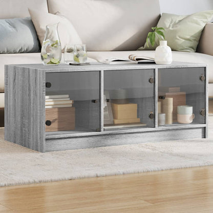 vidaXL Coffee Table with Glass Doors Grey Sonoma 102x50x42 cm 1
