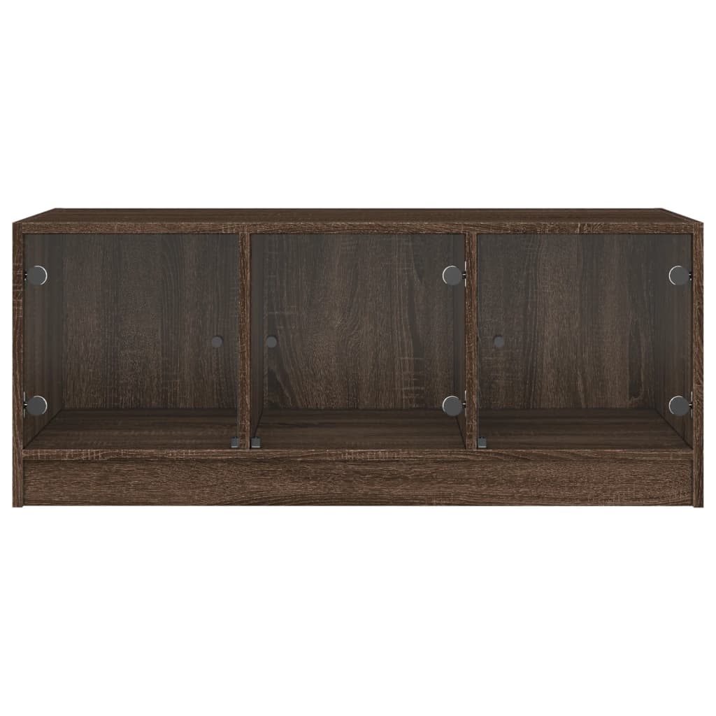 vidaXL Coffee Table with Glass Doors Brown Oak 102x50x42 cm 6
