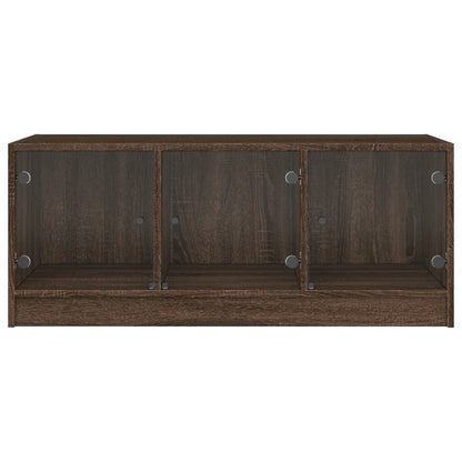 vidaXL Coffee Table with Glass Doors Brown Oak 102x50x42 cm 6