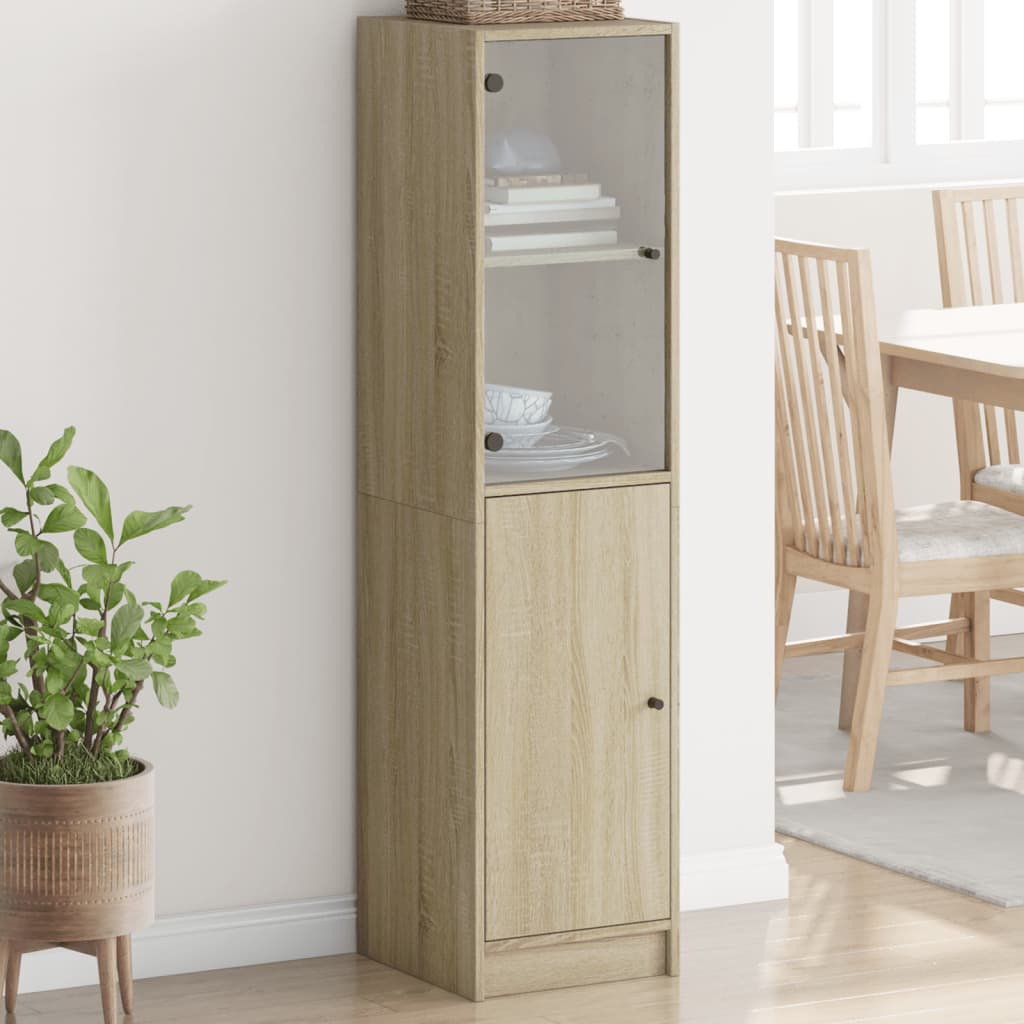 vidaXL Highboard with Glass Door 35x37x142 cm