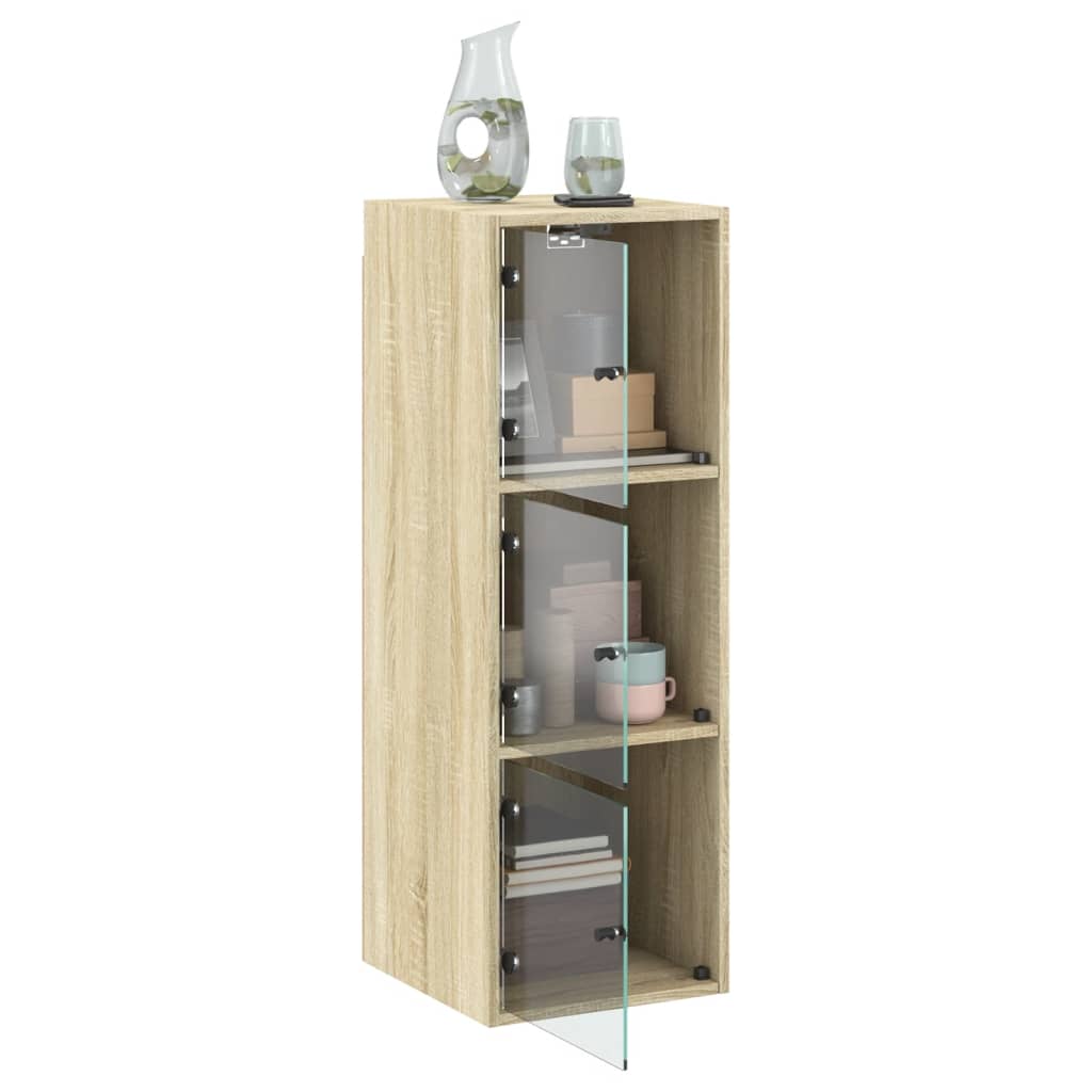 vidaXL Wall Cabinet with Glass Doors Sonoma Oak 35x37x100 cm 5