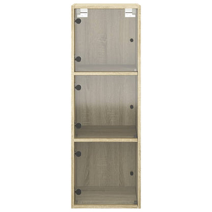 vidaXL Wall Cabinet with Glass Doors Sonoma Oak 35x37x100 cm 6