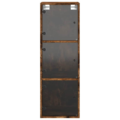 vidaXL Wall Cabinet with Glass Doors Smoked Oak 35x37x100 cm 6