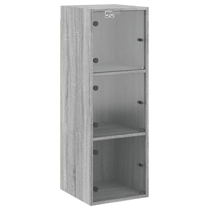 vidaXL Wall Cabinet with Glass Doors Grey Sonoma 35x37x100 cm 2