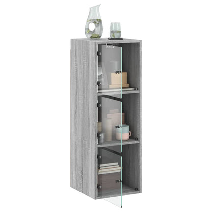 vidaXL Wall Cabinet with Glass Doors Grey Sonoma 35x37x100 cm 5