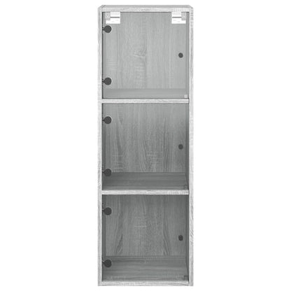 vidaXL Wall Cabinet with Glass Doors Grey Sonoma 35x37x100 cm 6