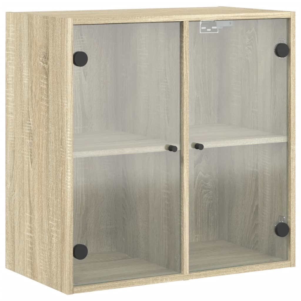 vidaXL Wall Cabinet with Glass Doors Sonoma Oak 68x37x68.5 cm 2