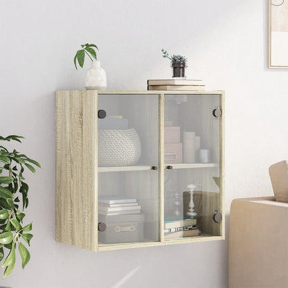 vidaXL Wall Cabinet with Glass Doors Sonoma Oak 68x37x68.5 cm 3