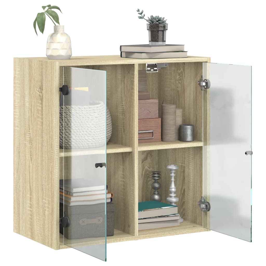 vidaXL Wall Cabinet with Glass Doors Sonoma Oak 68x37x68.5 cm 5