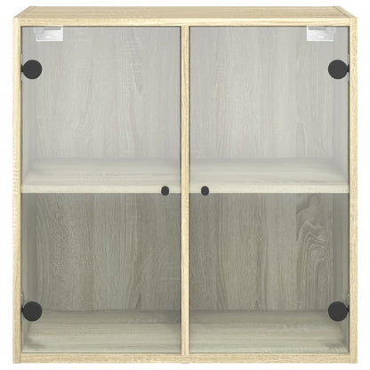 vidaXL Wall Cabinet with Glass Doors Sonoma Oak 68x37x68.5 cm 6