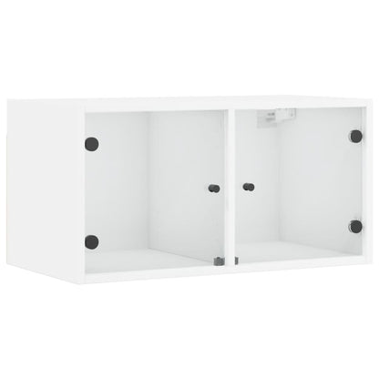 vidaXL Wall Cabinet with Glass Doors White 68.5x37x35 cm 2