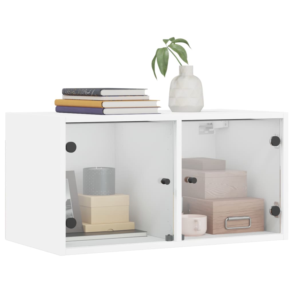 vidaXL Wall Cabinet with Glass Doors White 68.5x37x35 cm 4