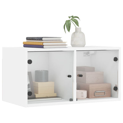 vidaXL Wall Cabinet with Glass Doors White 68.5x37x35 cm 4