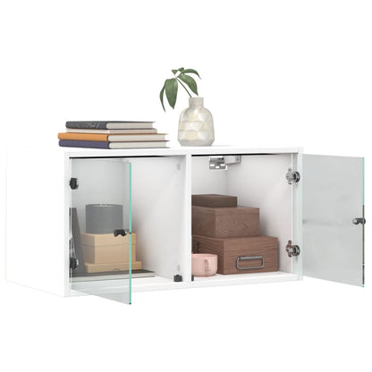 vidaXL Wall Cabinet with Glass Doors White 68.5x37x35 cm 5