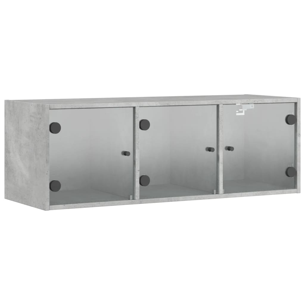 vidaXL Wall Cabinet with Glass Doors Concrete Grey 102x37x35 cm 2