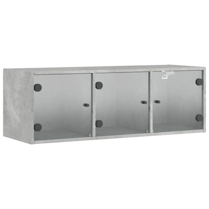 vidaXL Wall Cabinet with Glass Doors Concrete Grey 102x37x35 cm 2