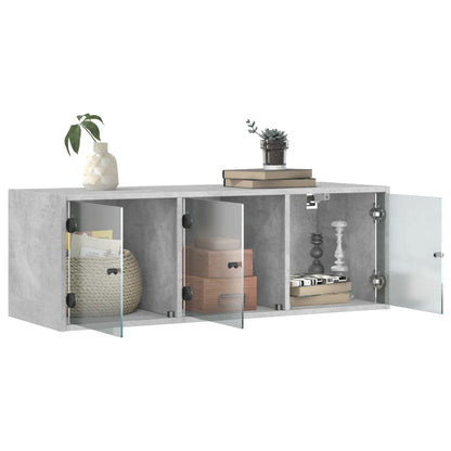 vidaXL Wall Cabinet with Glass Doors Concrete Grey 102x37x35 cm 5