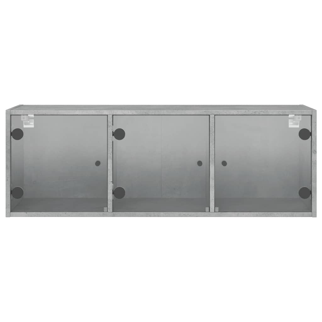 vidaXL Wall Cabinet with Glass Doors Concrete Grey 102x37x35 cm 6